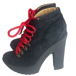 Polo by Ralph Lauren Black Ankle Boots with Red Laces